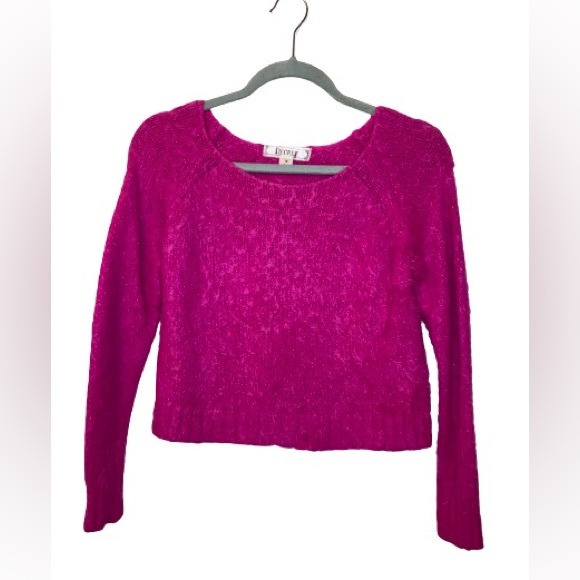 Decree Cropped Y2K Pink Fuzzy Sweater - Picture 1 of 1